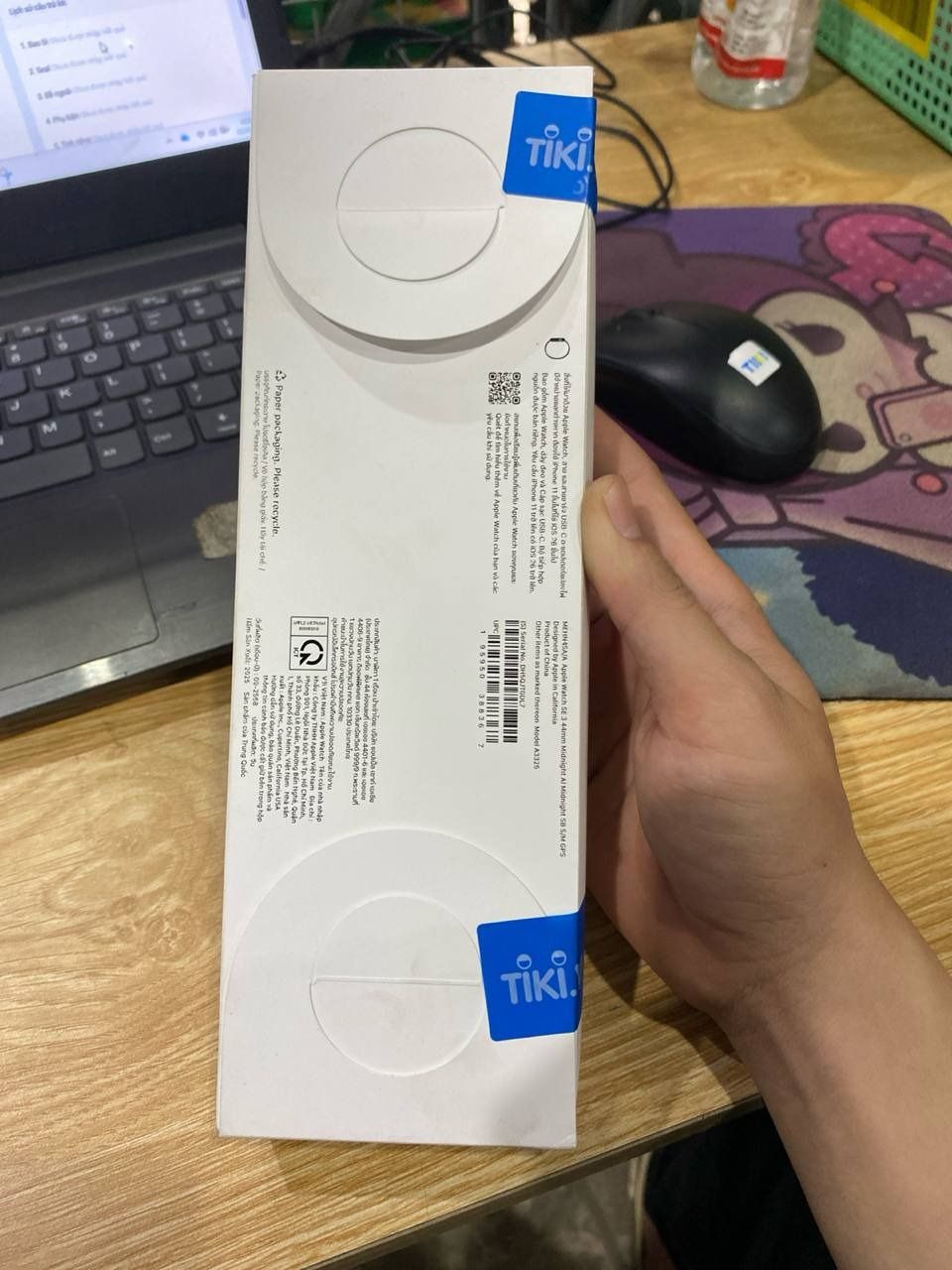 Apple Watch SE 3 2025 GPS (Viền nhôm, dây cao su) - Đêm xanh thẳm - Dây đen - Size S/M - 44mm