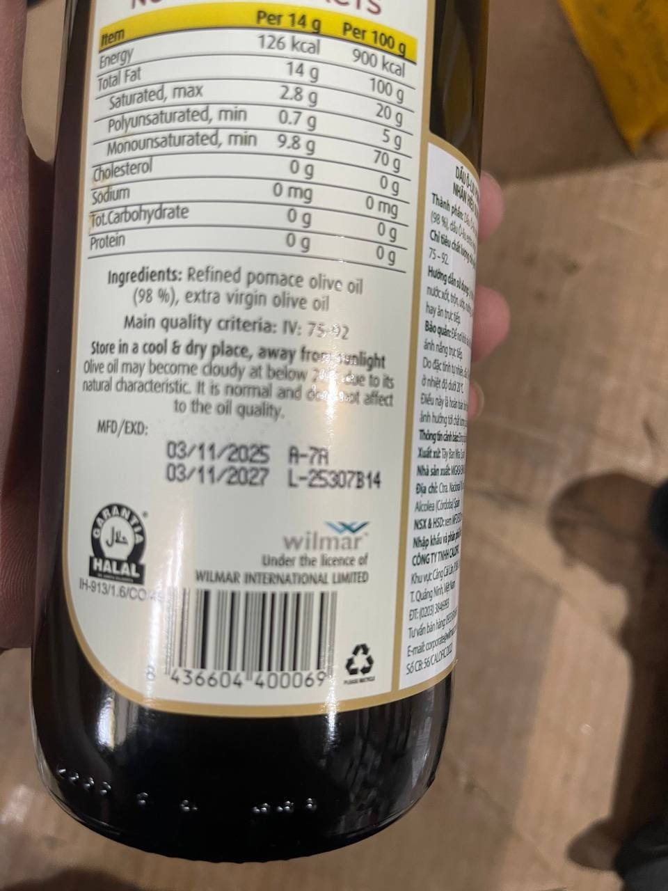 Dầu Ôliu Pomace Olivoilà 750ml
