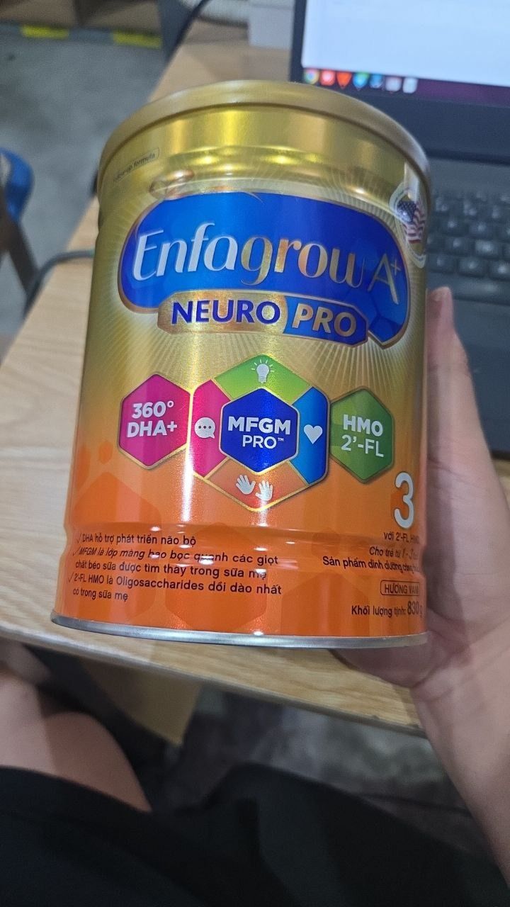 Sữa Bột Enfagrow A+ Neuropro 3 830g với DHA giúp phát triển não bộ cho trẻ từ 1-3 tuổi