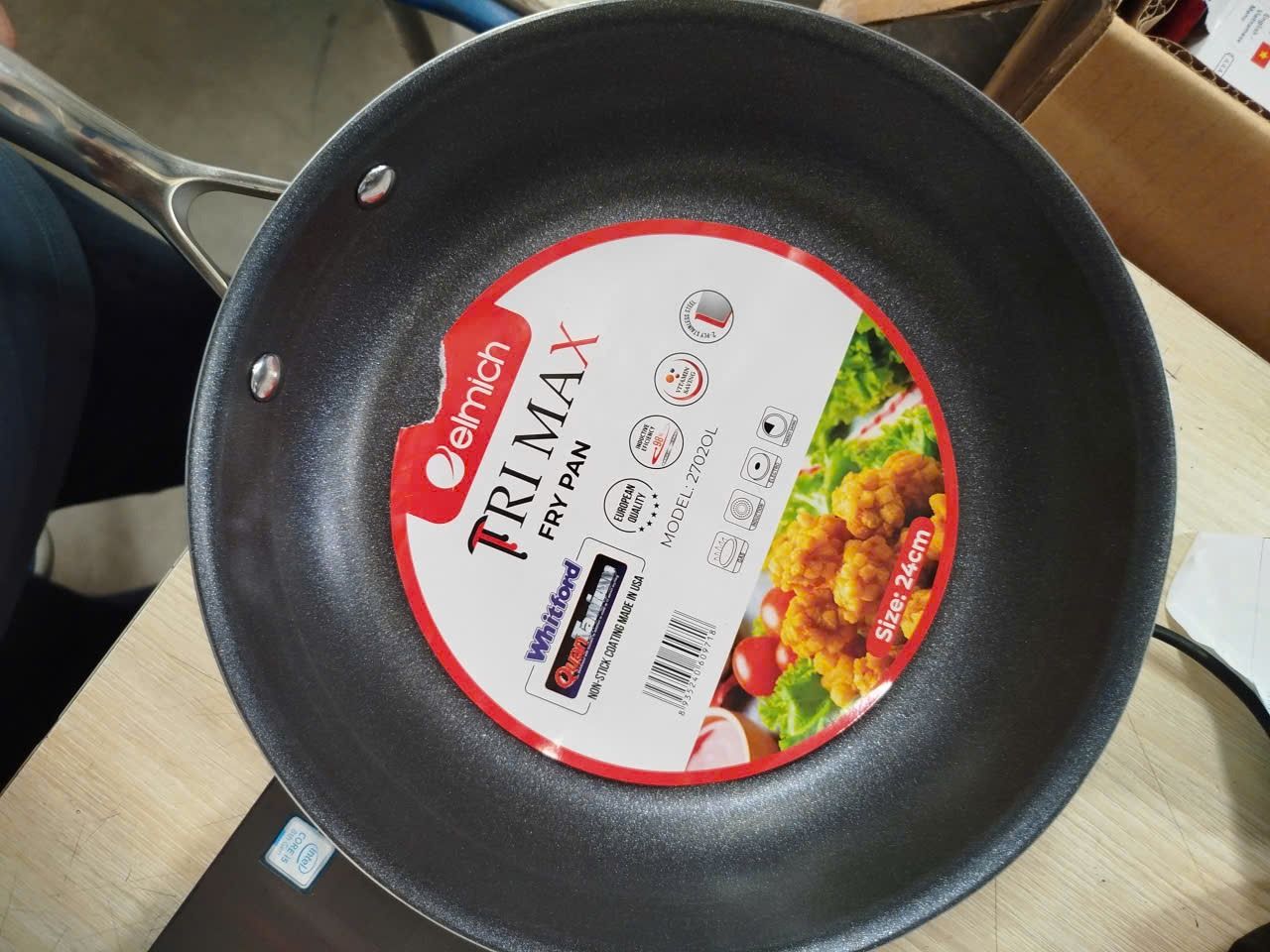 Chảo chống dính Inox đáy từ nguyên khối đáy liên Elmich Trimax Classic EL-2702OL size 24cm
