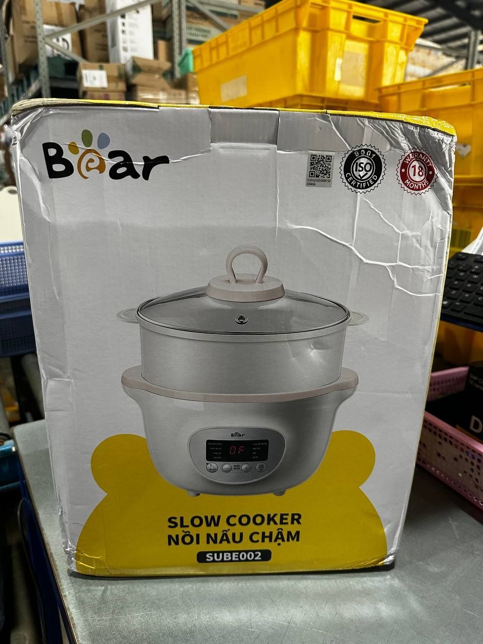 Nồi nấu cháo chậm, ninh hầm cách thuỷ BEAR SUBE002 1.6L (kèm 2 thố nhỏ 0.5L và lồng hấp) - Hàng chính hãng