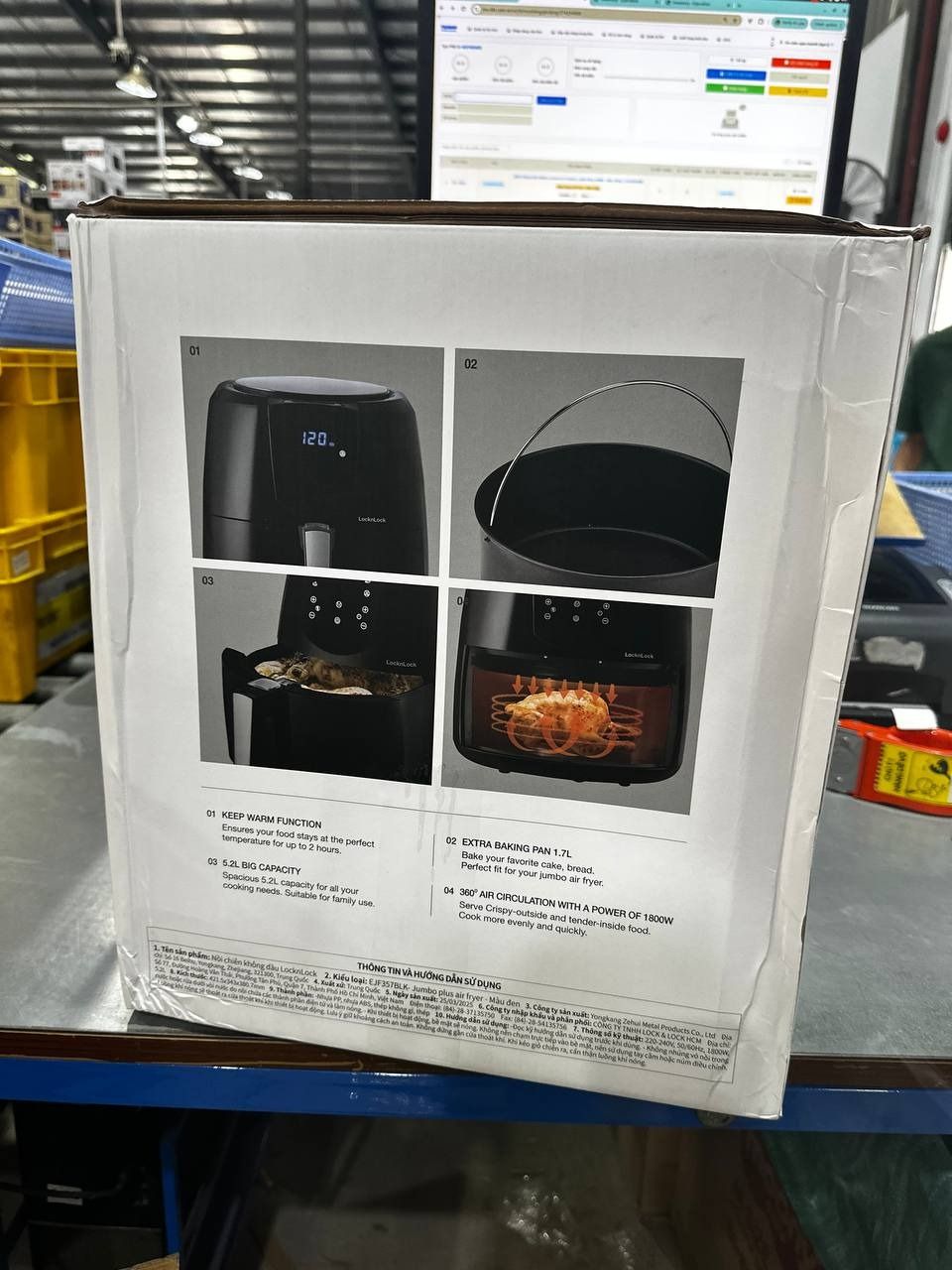 Nồi Chiên Không Dầu Điện Tử Lock Lock EJF357BLK (5.2 Lít) - Hàng Chính Hãng