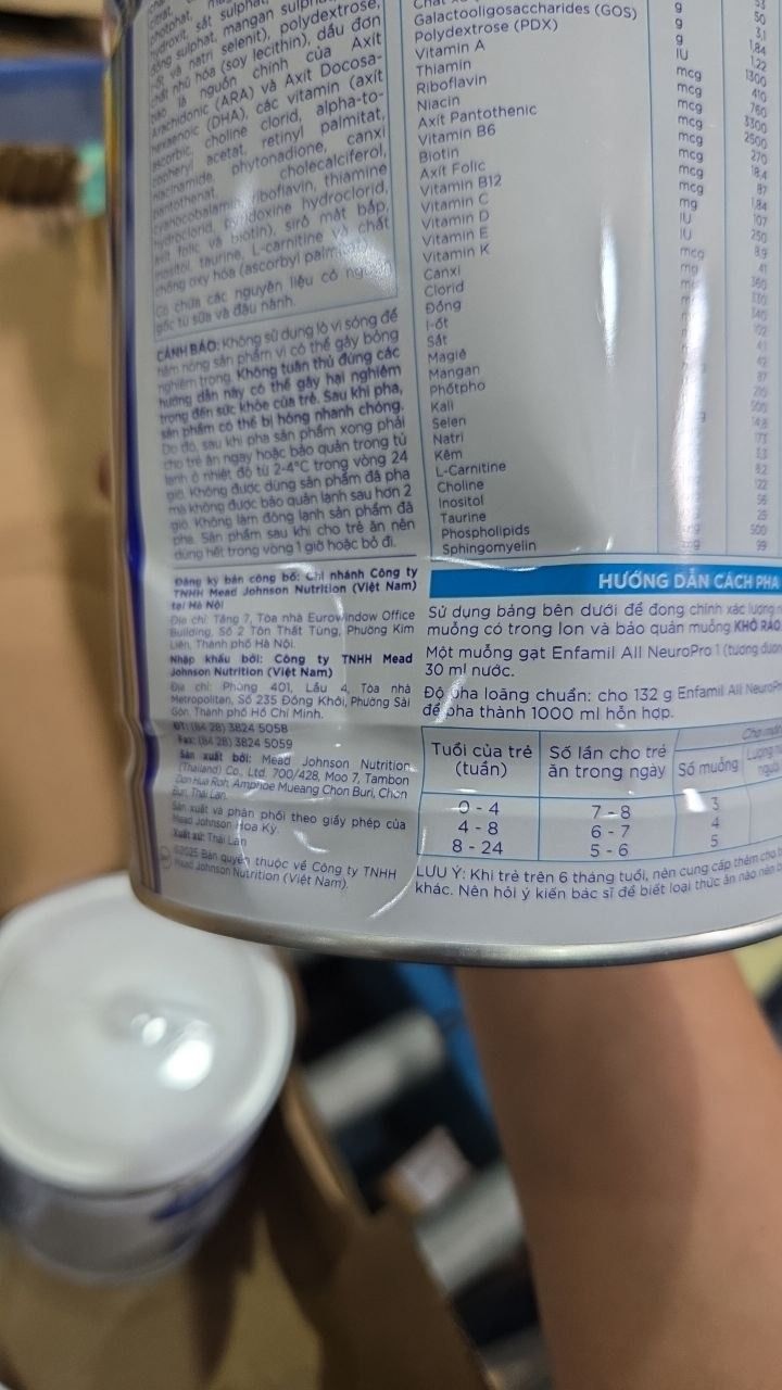 Bộ 6 lon sữa bột Enfamil A2 Neuropro 1 giúp dễ tiêu hóa, hấp thu cho trẻ từ 0-6 tháng tuổi – 800g/lon