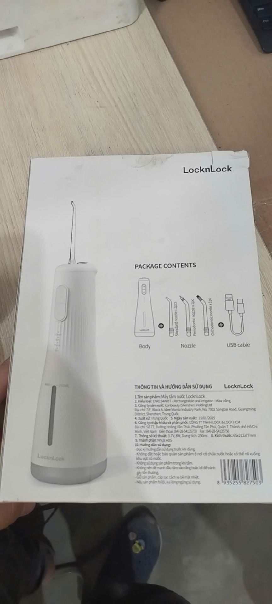 Máy tăm nước LocknLock ENR154WHT - Kèm 4 đầu tăm - Dung tích 250ml - Màu trắng