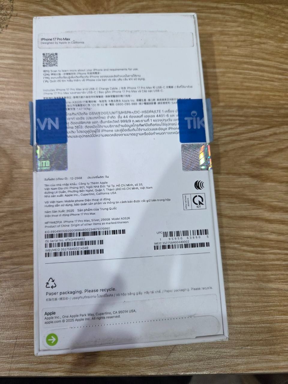 Apple iPhone 17 Pro Max  - Bạc - 256GB