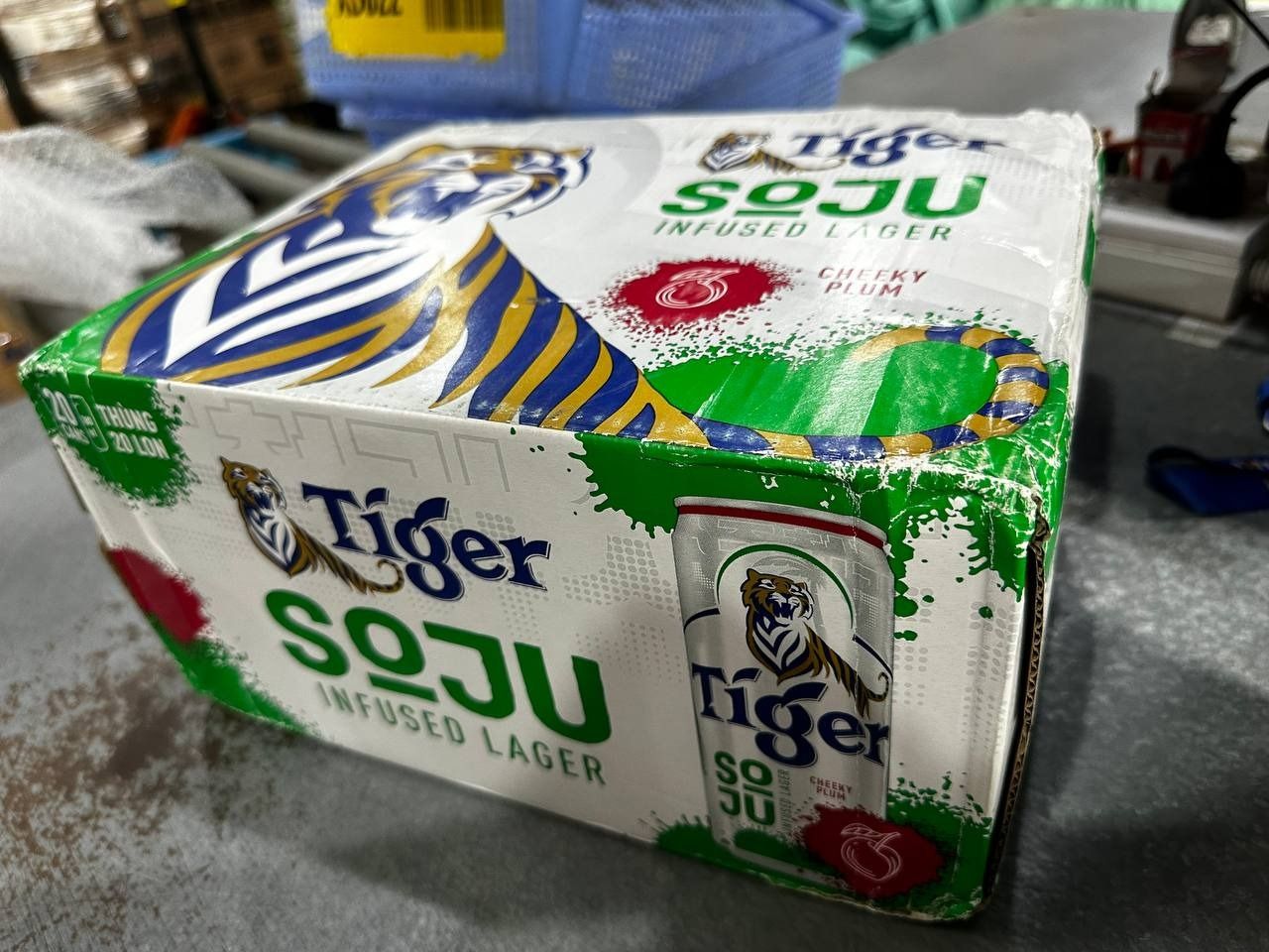Thùng 20 Lon Bia Tiger Soju Infused Lager Cheeky Plum (vị Soju Mận) 330ml