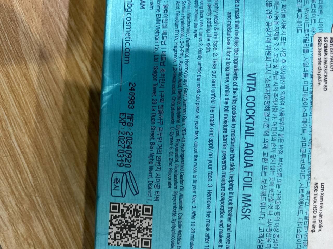 Combo 10 Mặt Nạ Cấp Ẩm Cho Da BNBG Vita Cocktail AQUA Foil Mask 30mlx10