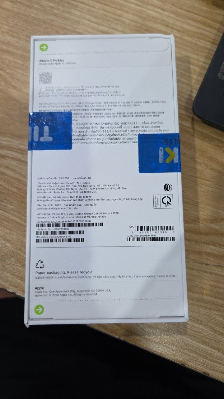 Apple iPhone 17 Pro Max  - Cam Vũ Trụ - 256GB