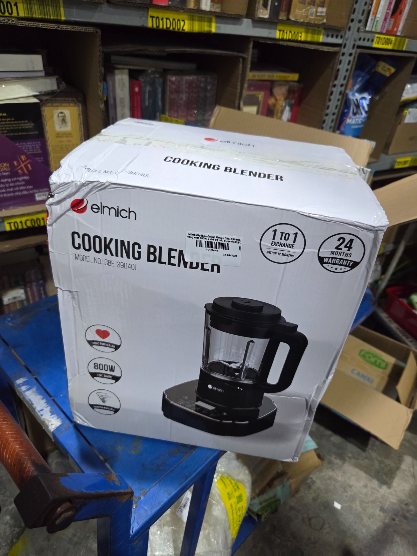 [NEW] Máy làm sữa hạt Elmich CBE-3904OL, công suất 800W, 7 chế độ nấu được thiết lập sẵn, lưỡi dao 3 tầng 8 cánh giúp xay nhuyễn - Hàng chính hãng
