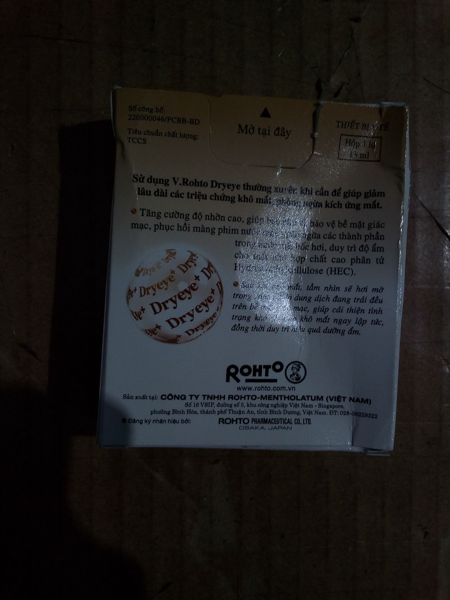 Nước nhỏ mắt cấp ẩm   bổ sung nước mắt nhân tạo V.Rohto DryEye 13ml