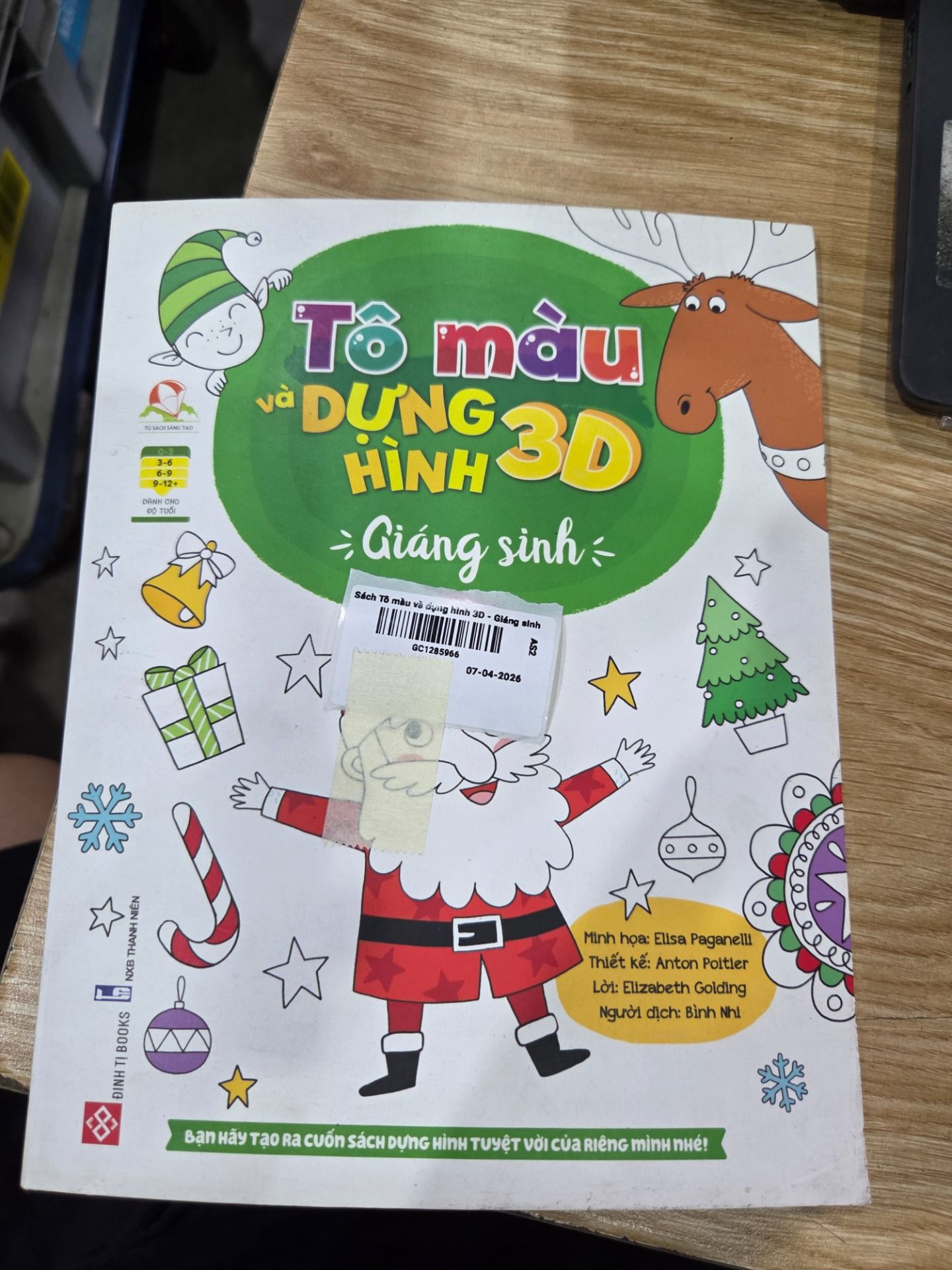Sách Tô màu và dựng hình 3D - Giáng sinh