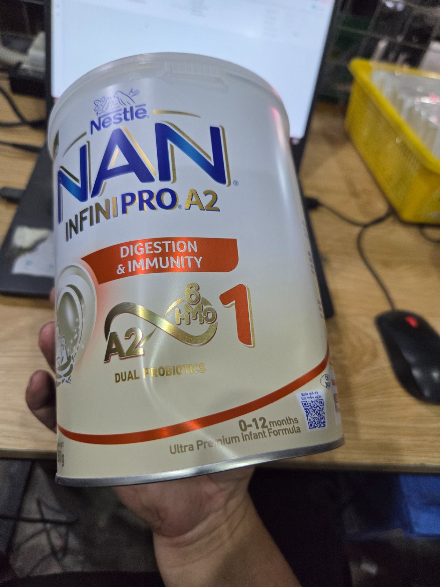 Sữa bột Nestlé NAN INFINIPRO A2 1 với công thức đầu tiên chứa đạm A2, 6HMO   Lợi khuẩn kép nhập khẩu Thụy Sĩ - Hộp 800g cho bé 0 - 12 tháng