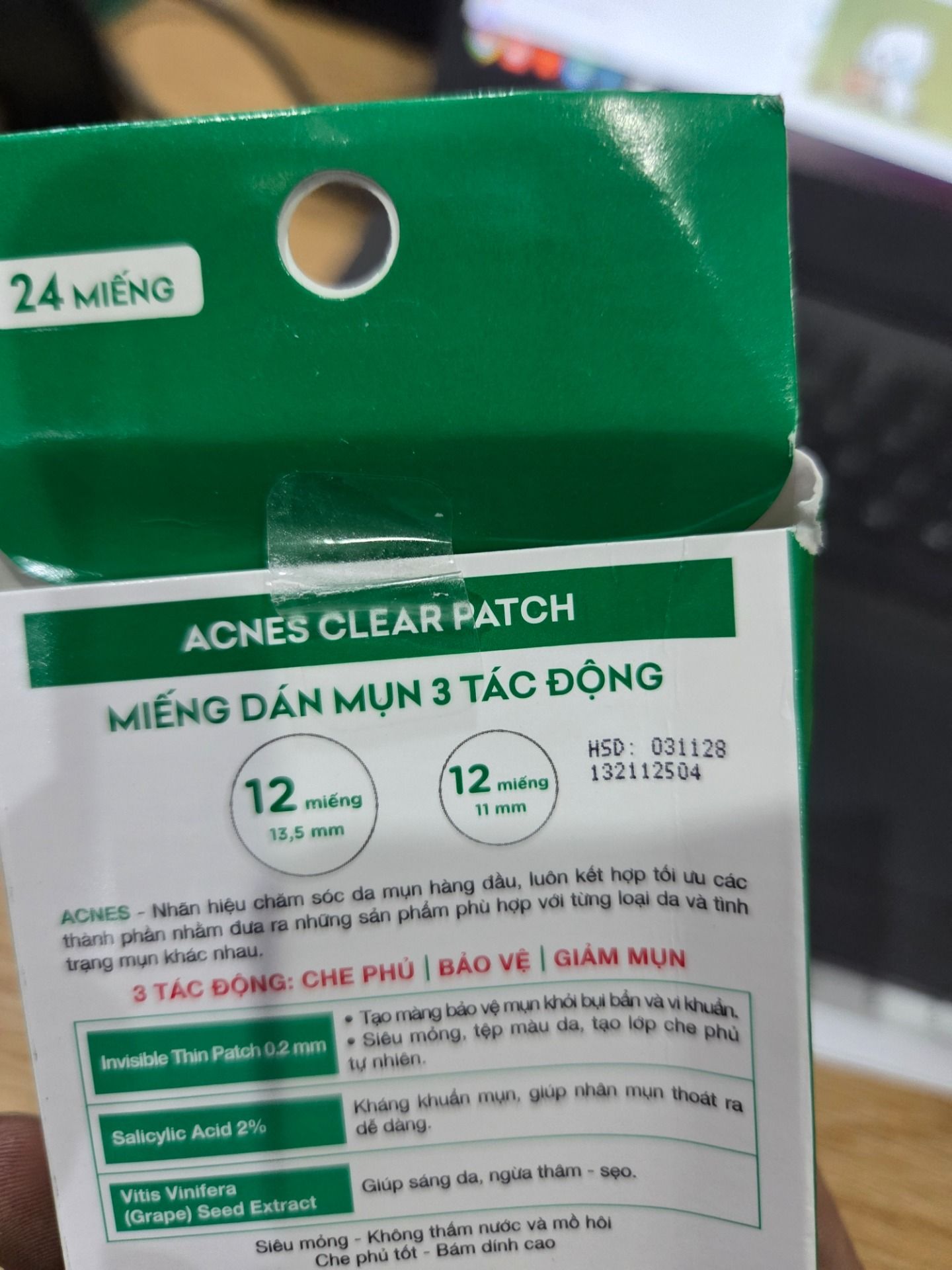 Miếng dán mụn giúp giảm mụn sưng viêm Acnes Clear Patch (24 Miếng)