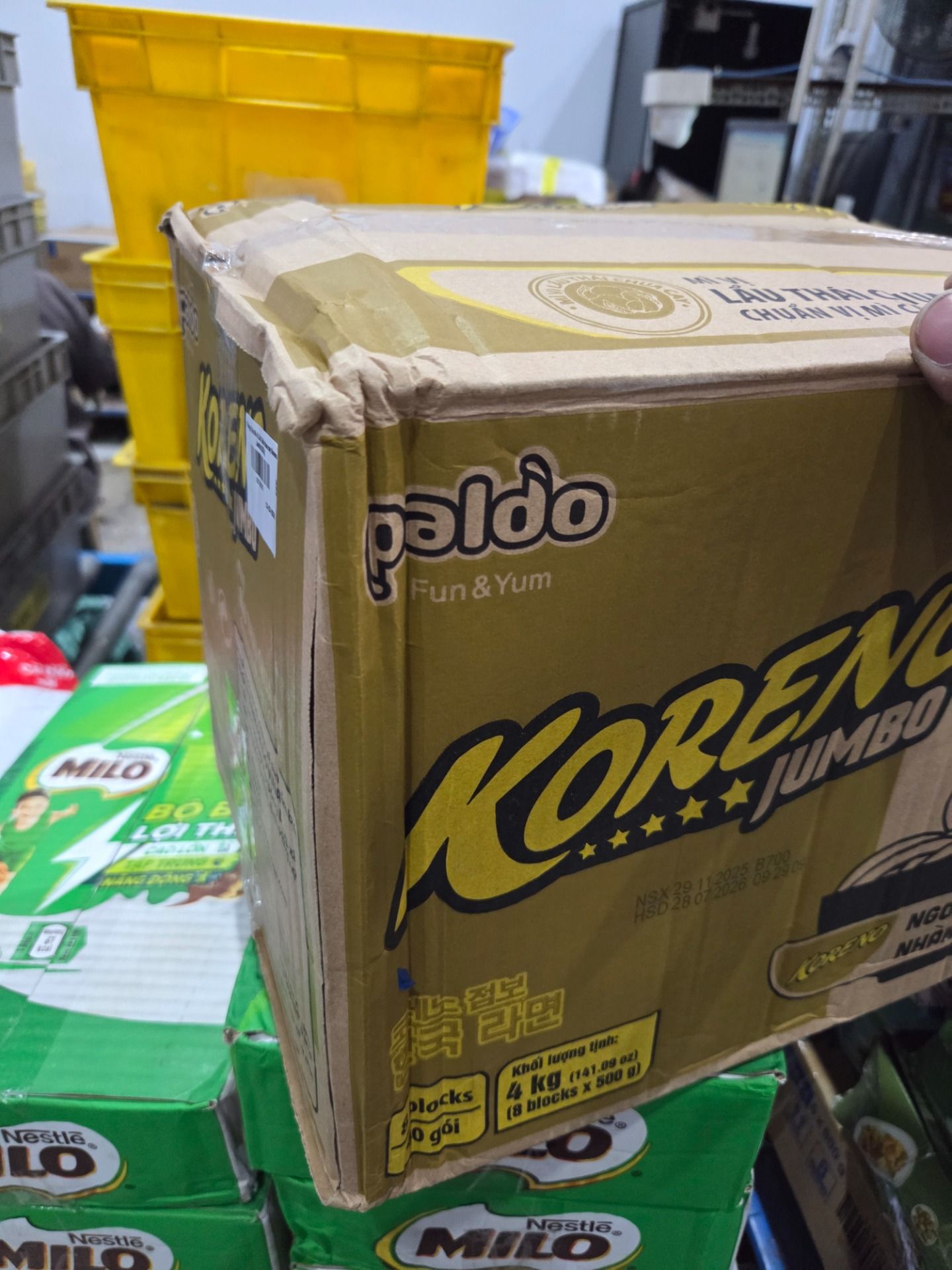 Thùng 8 Lốc Mì vị Lẩu Thái chua cay Koreno Jumbo 500g