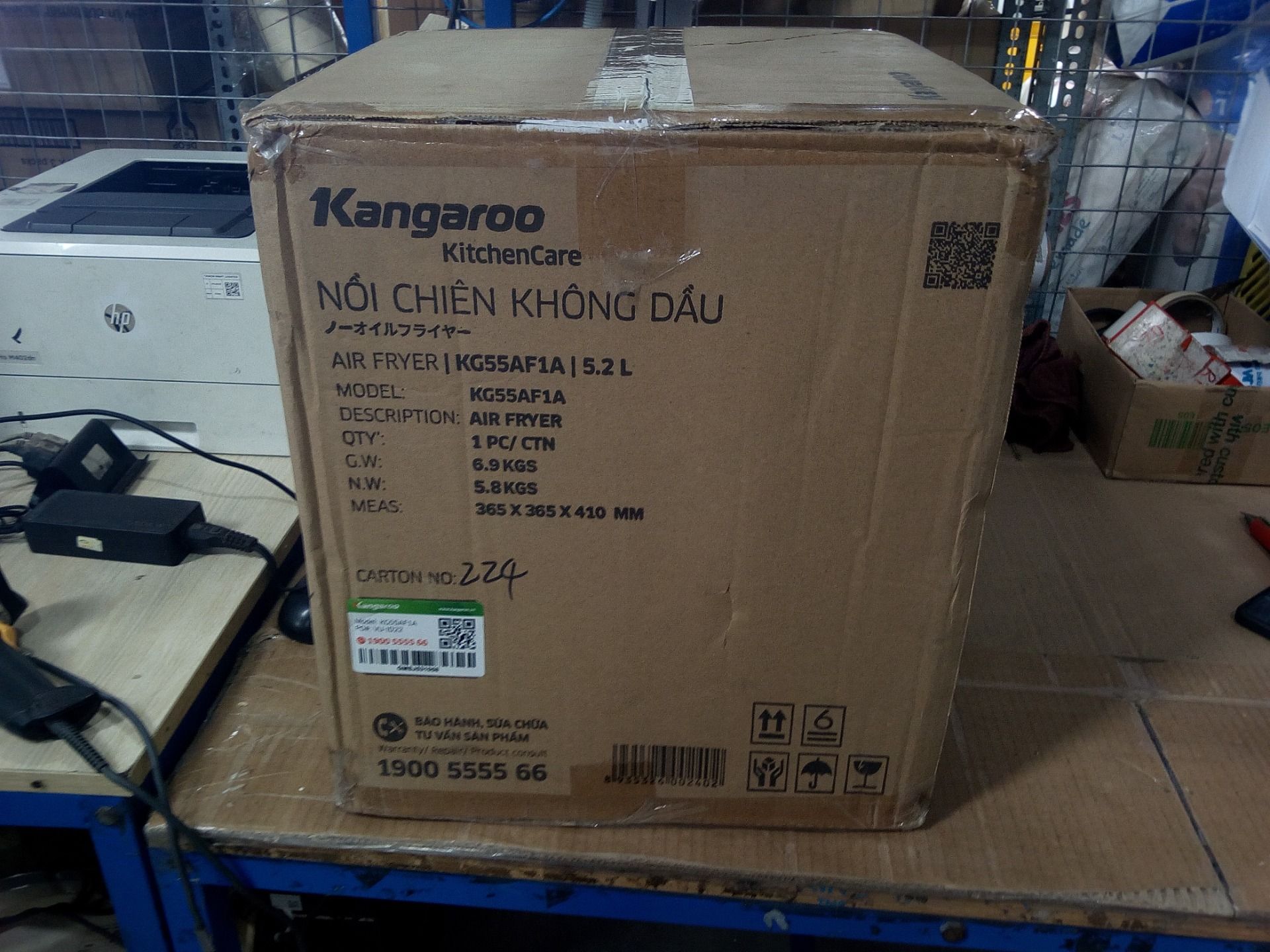 Nồi chiên không dầu điện tử  5.2L Kangaroo KG55AF1A - Hàng chính hãng